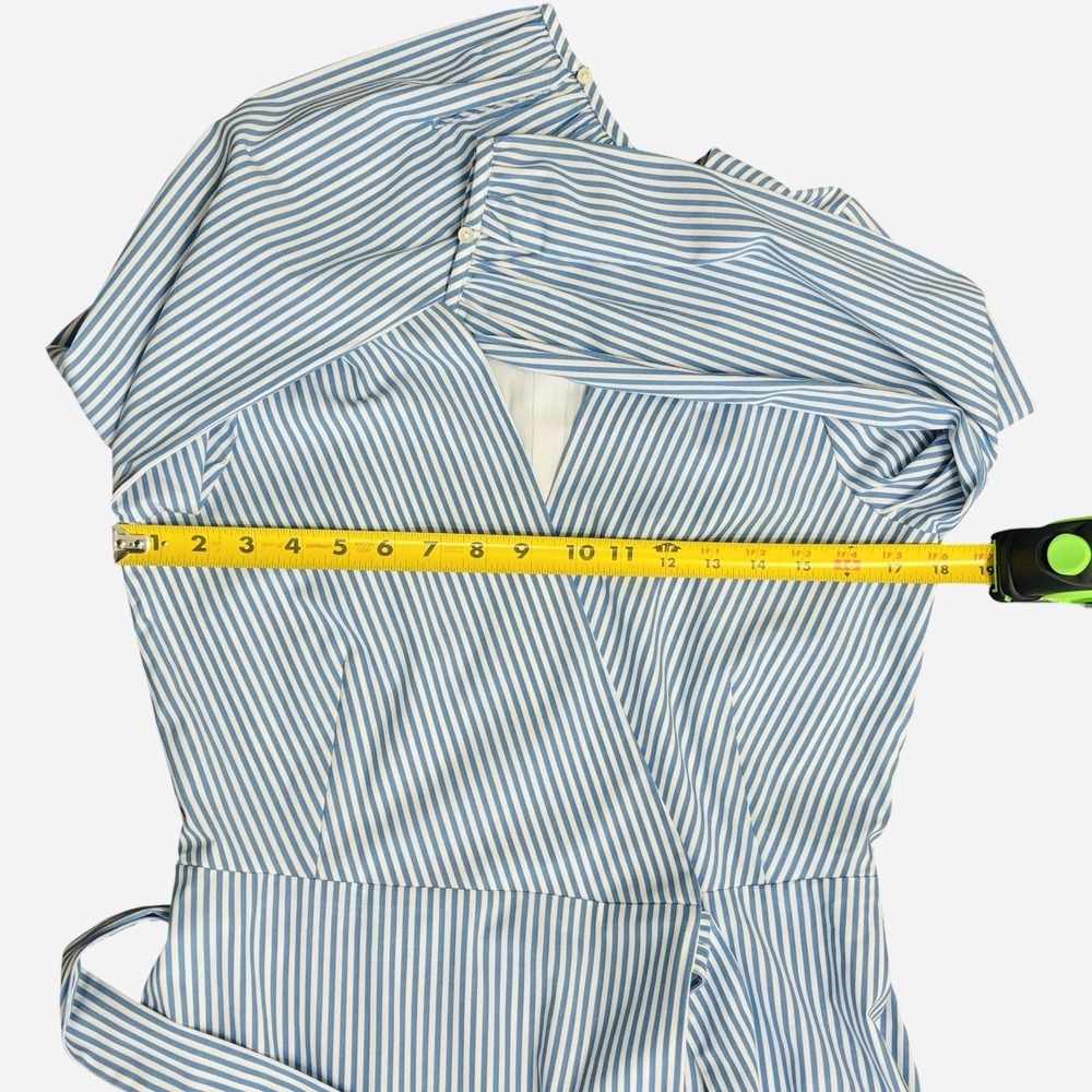 NWT J. Crew Wrap Dress Women's Size 4 Striped Cotton Poplin Blue White  Lined - Picture 11 of 16